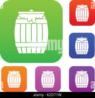 Honey keg set collection Stock Vector