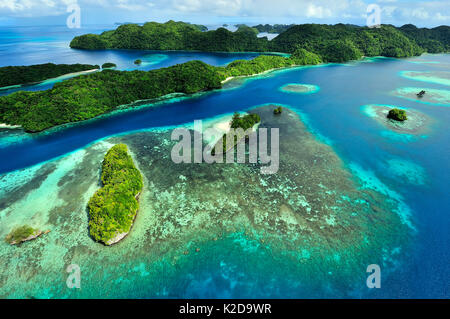 Aerial view of Palau and associated tropical islands, Philippine Sea Stock Photo