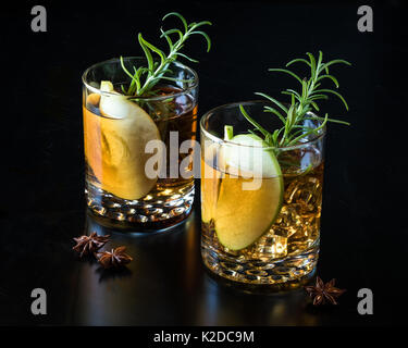 Apple Rosemary Old-Fashioned Stock Photo