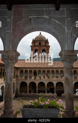 Courtyard at the Convent of Santo Domingo, built on the foundations of Coricancha Inca Temple, Cusco, Peru, South America Stock Photo