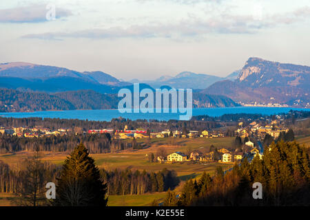 Valley Vallée de Joux with lac de Joux and summit Dent de Vaulion, Le Chenit, Vaud, Switzerland Stock Photo