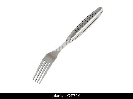 Gray metal fork isolated on white background with clipping path Stock Photo