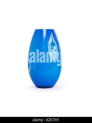 Nice blue glass vase on white background. Isolated with clipping path Stock Photo