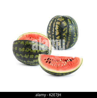 Two freshness watermelons on white background Stock Photo