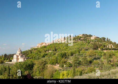 Townscape with church San Biagio, Montepulciano, Tuscany, Italy Stock Photo