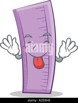 Tongue out ruler character cartoon style Stock Vector