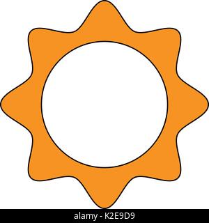 flat line monocromatic sun  over white  background vector ilustration Stock Vector