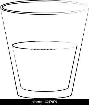 Flat line uncolored glass over white background vector illustration ...