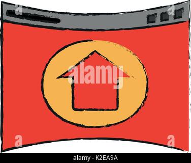 Colorful computer window doodle over white background vector illustration Stock Vector