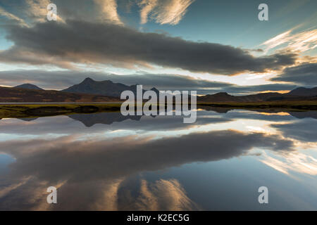 Ben Loyal reflected in Kyle of Tongue, Sutherland, Scotland, UK, November 2014. Stock Photo