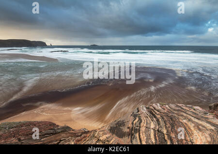 Sandwood Bay in stormy light, Sutherland, Scotland, UK, December 2014. Stock Photo