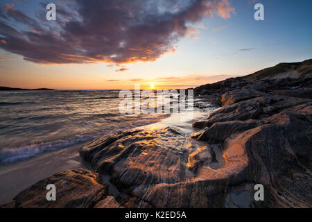 Sunset, Isle of Barra, Outer Hebrides, Scotland, UK, July 2011. Stock Photo