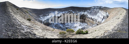 Panoramic view across the crater of Ol Doinyo Lengai, known locally as The Mountain of God, Rift Valley, Tanzania.  It is still an active volcano. Stock Photo