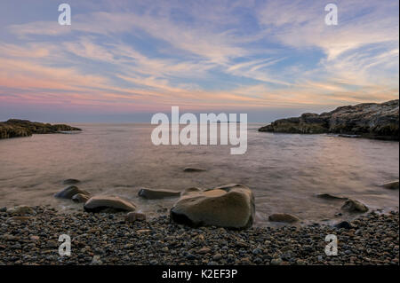 Little Hunters beach at dusk, Acadia National Park, Maine, USA. Stock Photo