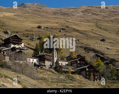 Saint-Veran village in Queyras Regional Park, Hautes-Alpes, France, October 2014. Stock Photo