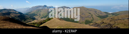 Panoramic view of Kathu Malai, Eravikulam National Park, Kerala, Western Ghats, India, Asia. January 2008. Stock Photo