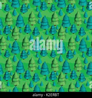 Seamless pattern with isometric trees Stock Vector