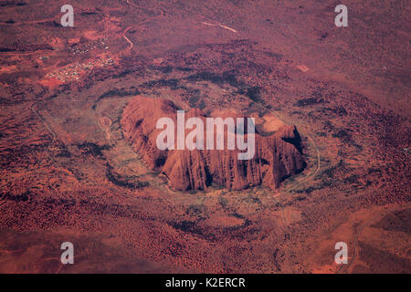 View from plane of Ayers Rock (Uluru), Northern Territory, Australia, November. Stock Photo