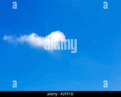single white fluffy cloud in bright blue sky Stock Photo