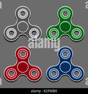 Set of fidget spinner toys. Isolated vector icons Stock Vector