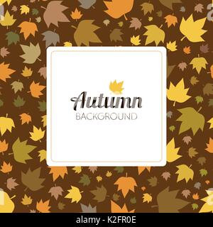 Autumn leaves seamless pattern for new background and text in a frame. Vector illustration Stock Vector