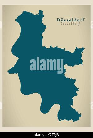 Modern Map - Dusseldorf city of Germany DE Stock Vector
