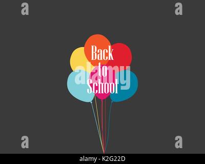 Back to school flying balloons. September 1 Day of Knowledge. Vector illustration Stock Vector