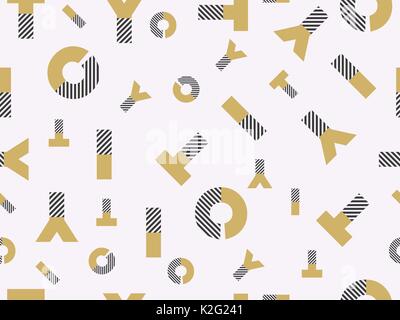 Letters seamless pattern with stripes. Vector illustration Stock Vector