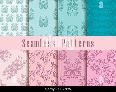 Vintage seamless pattern set. Baroque ornament. Vector illustration Stock Vector