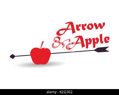 Apple and arrow on a white background. Vector illustration Stock Vector