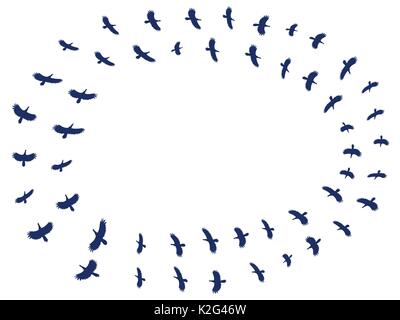 Flock birds. Silhouettes of birds on a white background. Vector illustration Stock Vector