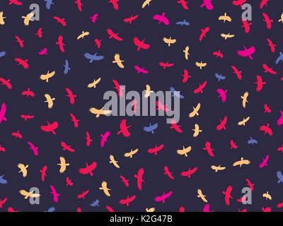 Seamless background with birds. Drawing colorful birds. Vector illustration Stock Vector