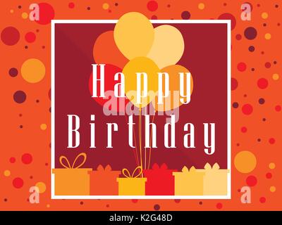 Happy Birthday card celebration banner. Festive retro poster. Balloons and gifts. Vector illustration Stock Vector