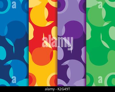 Abstract seamless pattern for surfaces. Four backgrounds are blue, green, yellow, purple. Vector illustration Stock Vector