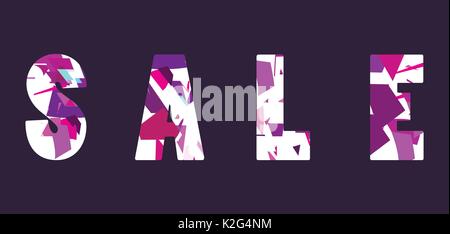 Sale. Letters with geometric shapes. Elements of the style of glitch. Vector illustration Stock Vector