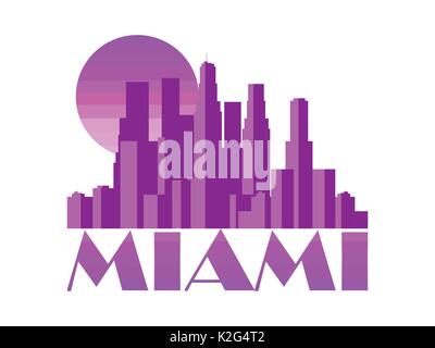 Miami city. Skyscrapers isolated on white background. Vector illustration Stock Vector