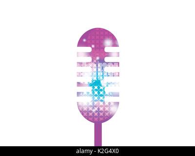 Karaoke microphone isolated on white background. Microphone for posters, parties. Vector illustration Stock Vector