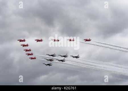 Red Arrows Thunderbirds Formation Stock Photo