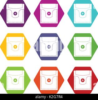 Pocket with valve icon set color hexahedron Stock Vector Image & Art ...