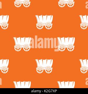 Ancient western covered wagon pattern seamless Stock Vector