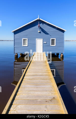 Iconic Crawley Edge Boatshed also known as the Blue Boat House on the Swan River in Matilda Bay, Crawley, Perth, Western Australia