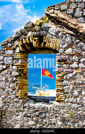 Admiring a beauty through the window in Kotor Bay, Montenegro Stock Photo