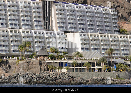 Hillside with hotels and holiday villages, Taurito, Gran Canaria, Spain Stock Photo