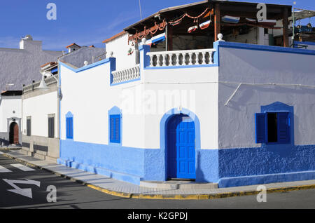House with blue door, Puerto de las Nieves, Gran Canaria, Spain Stock Photo