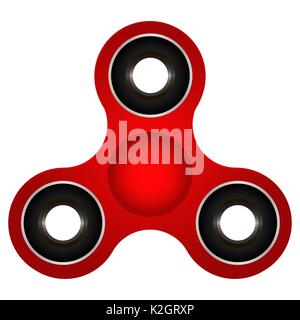 Red spinner, toy for stress removal, flat design Stock Vector