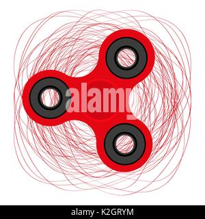 Red spinner, toy for stress removal, flat design Stock Vector