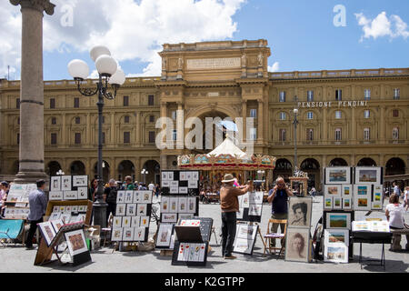 Street Art sellers in Florence, Italy Stock Photo