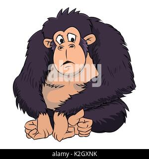 Cute Ape Cartoon on white background - Vector Illustration Stock Vector