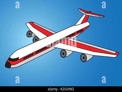 Illustration of Flying Airplane isolated on white background-Vector Illustration Stock Vector
