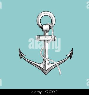 Vector hand drawn nautical anchor. Stock Vector